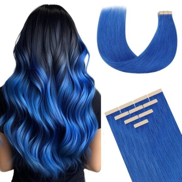 New 10PCS 16" 25g Straight Invisible Blue Tape for Hair Extensions